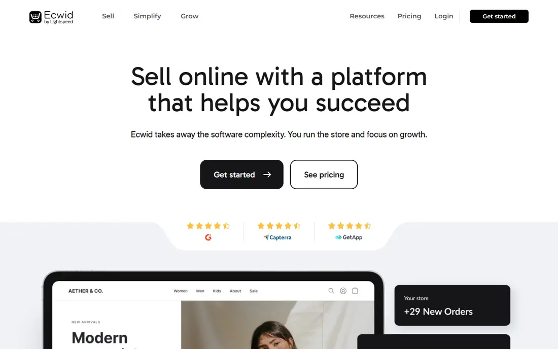 Ecwid homepage