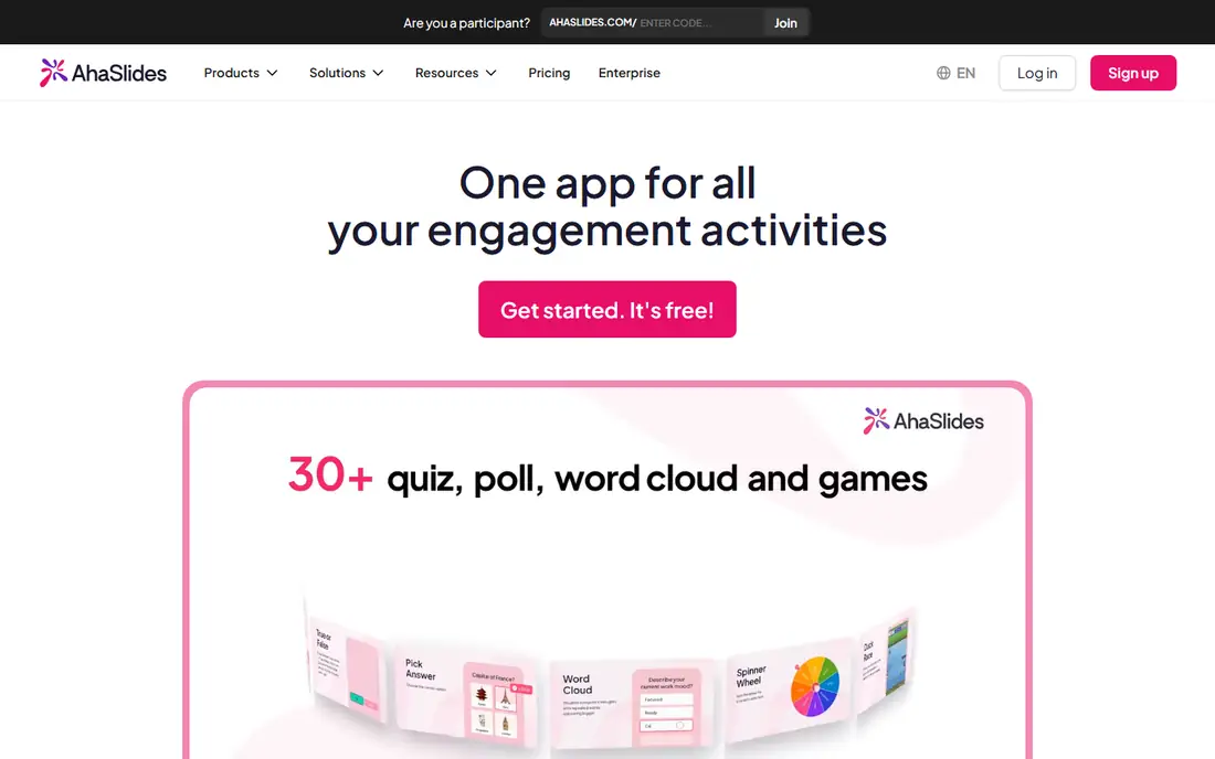 AhaSlides homepage