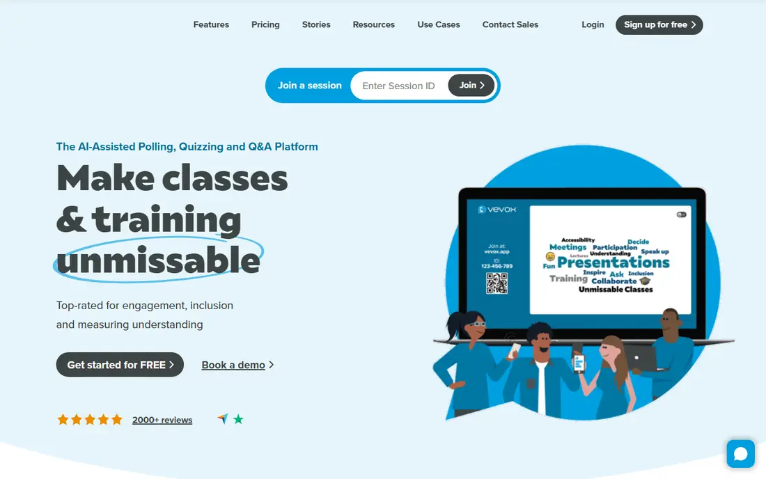 Vevox homepage