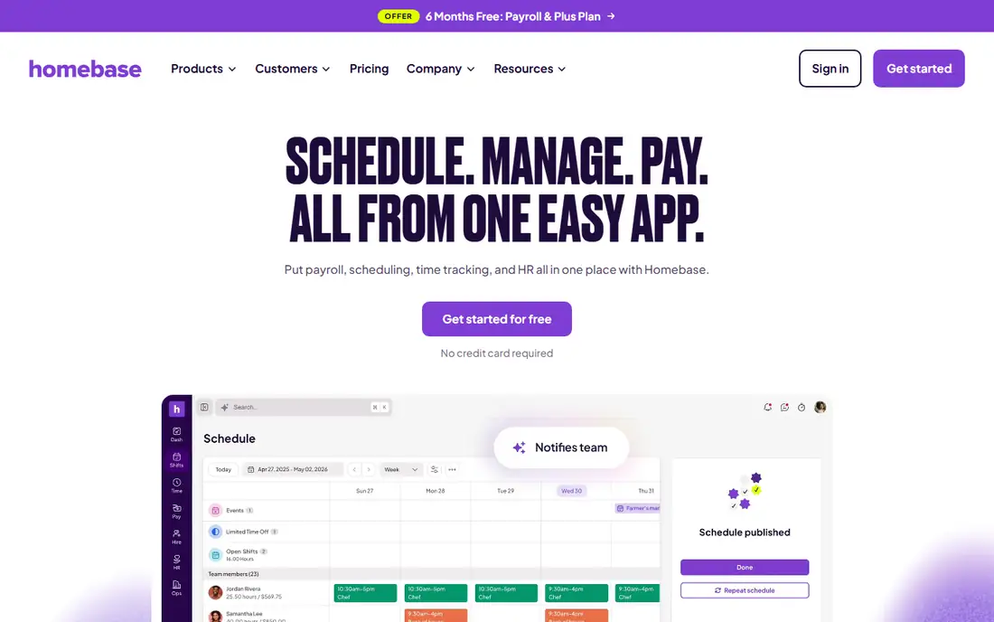 Homebase homepage