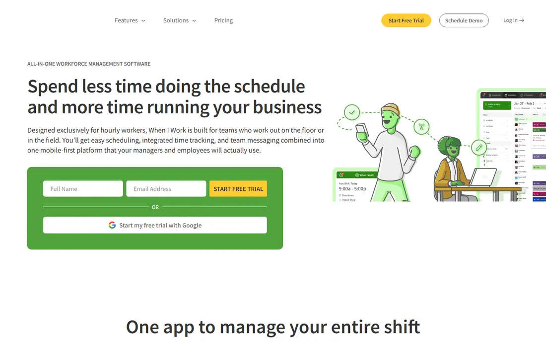 When I Work homepage