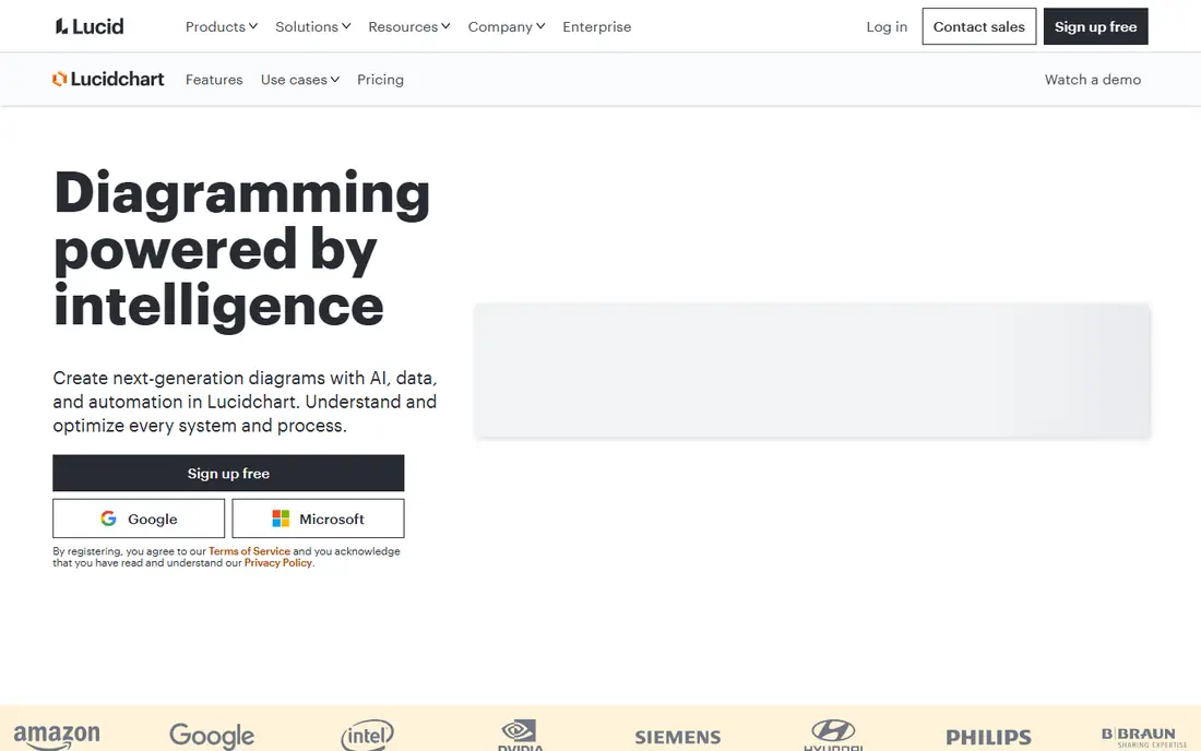 Lucidchart homepage