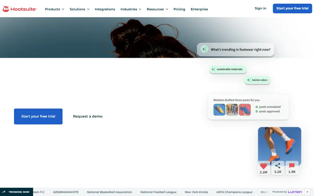 Hootsuite homepage