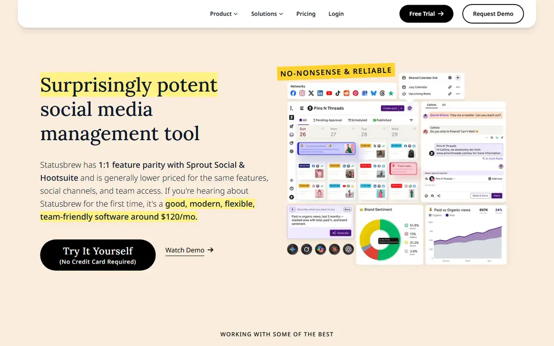 Statusbrew homepage