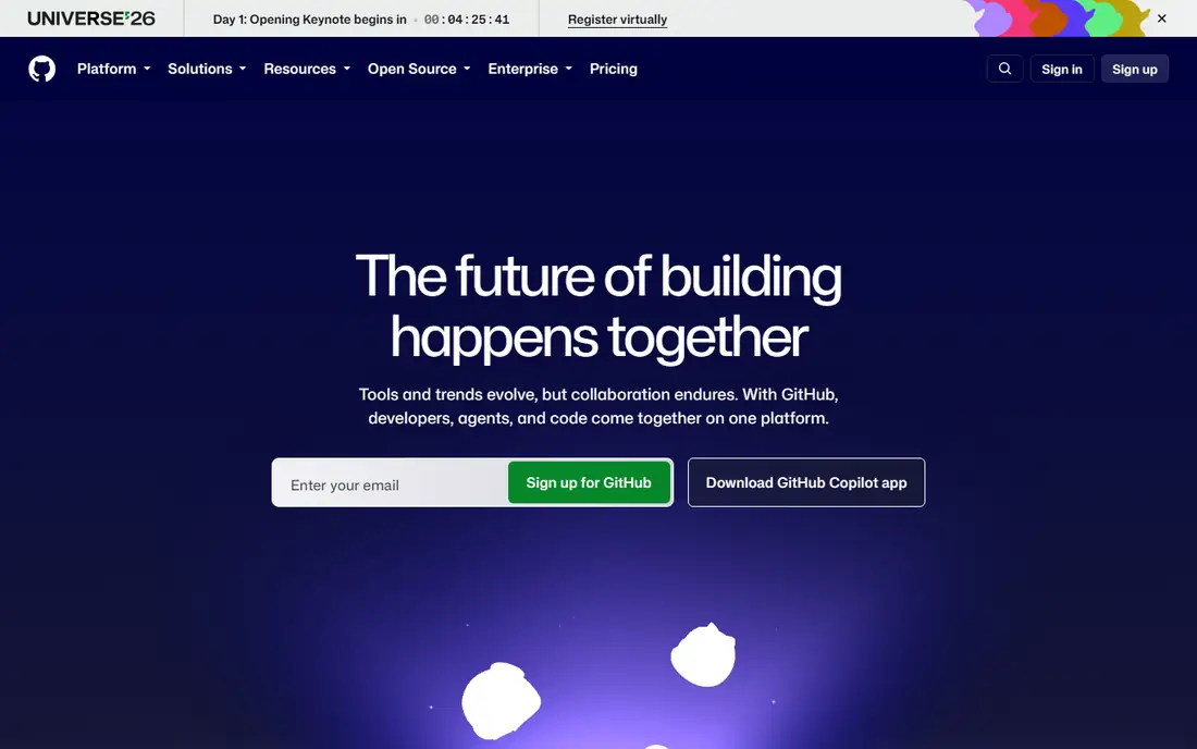 GitHub homepage