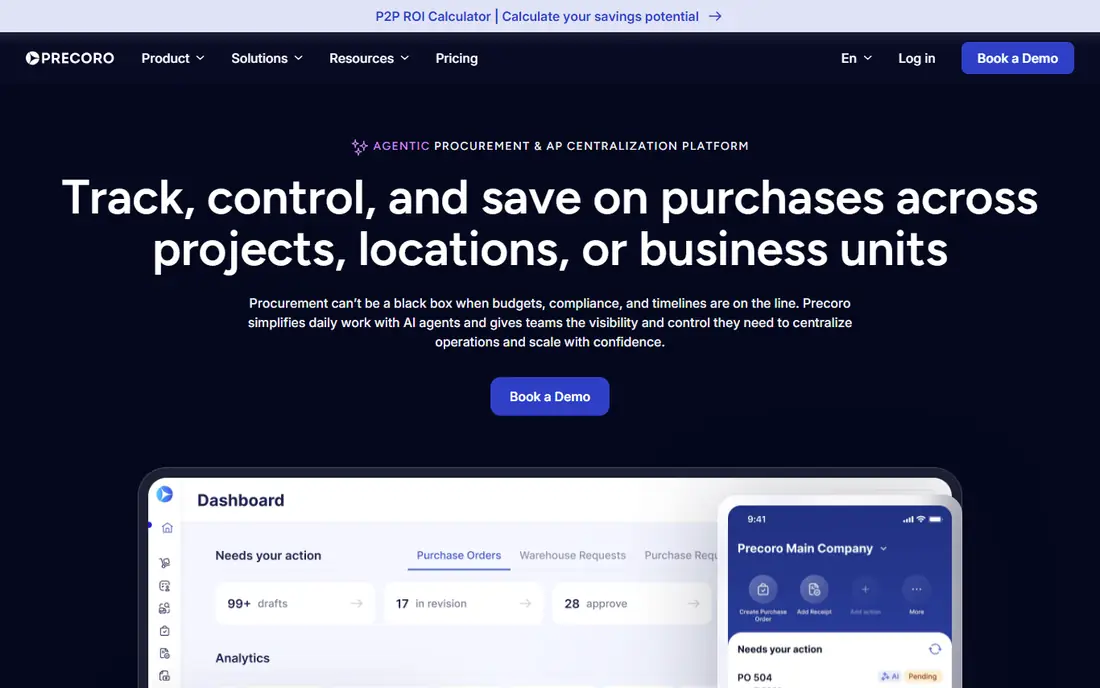 Precoro homepage