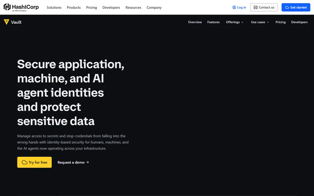 HashiCorp Vault homepage