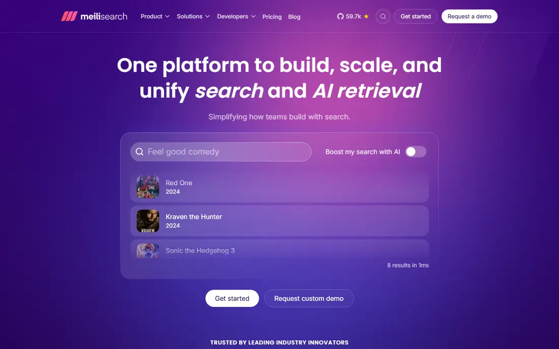 Meilisearch homepage