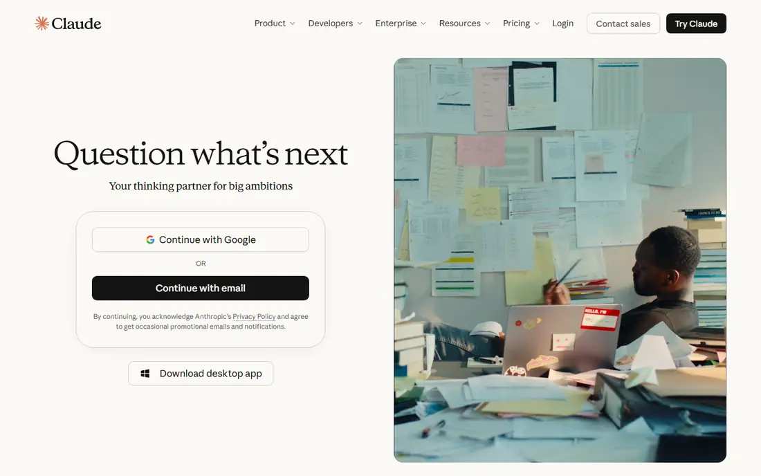 Claude homepage