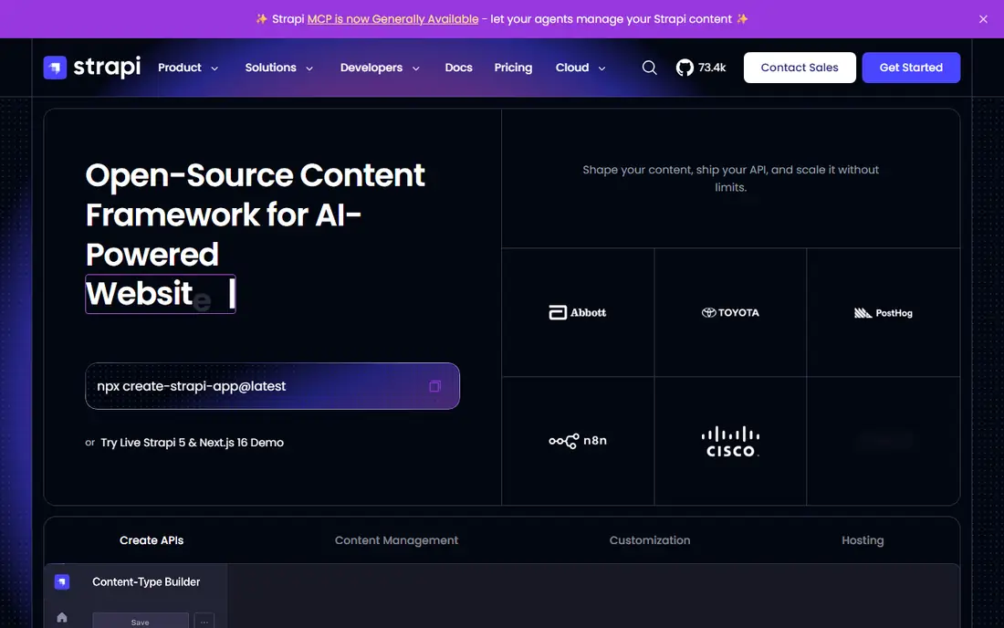Strapi homepage