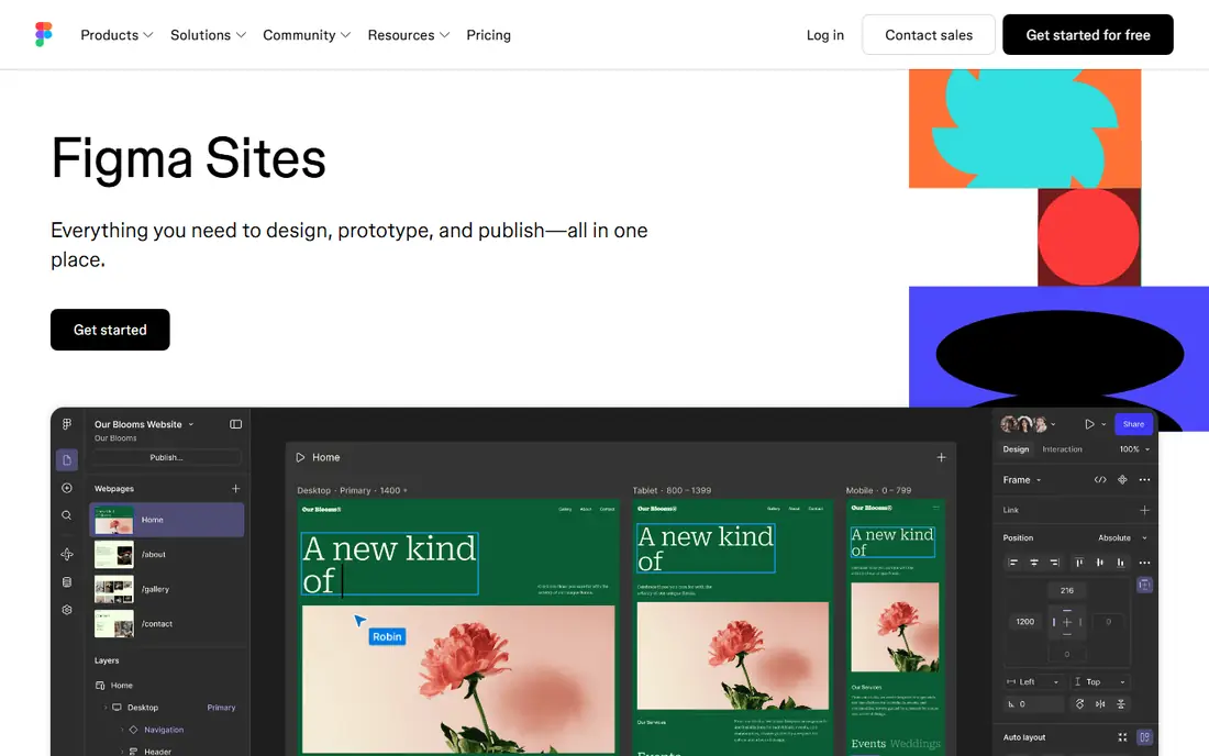 Figma Sites homepage