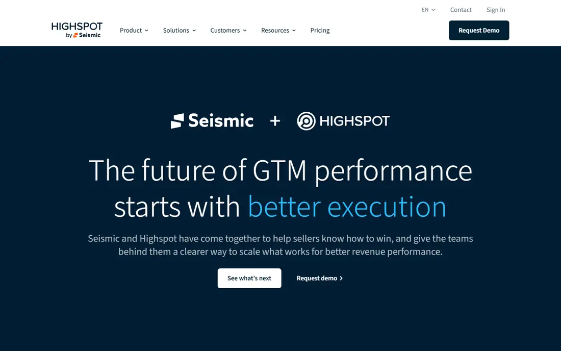 Highspot by Seismic homepage