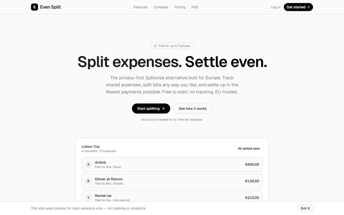 Even Split homepage