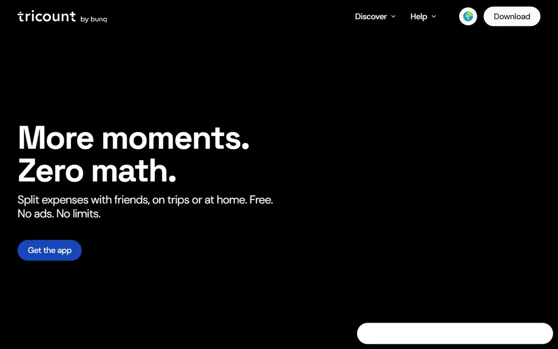 Tricount homepage