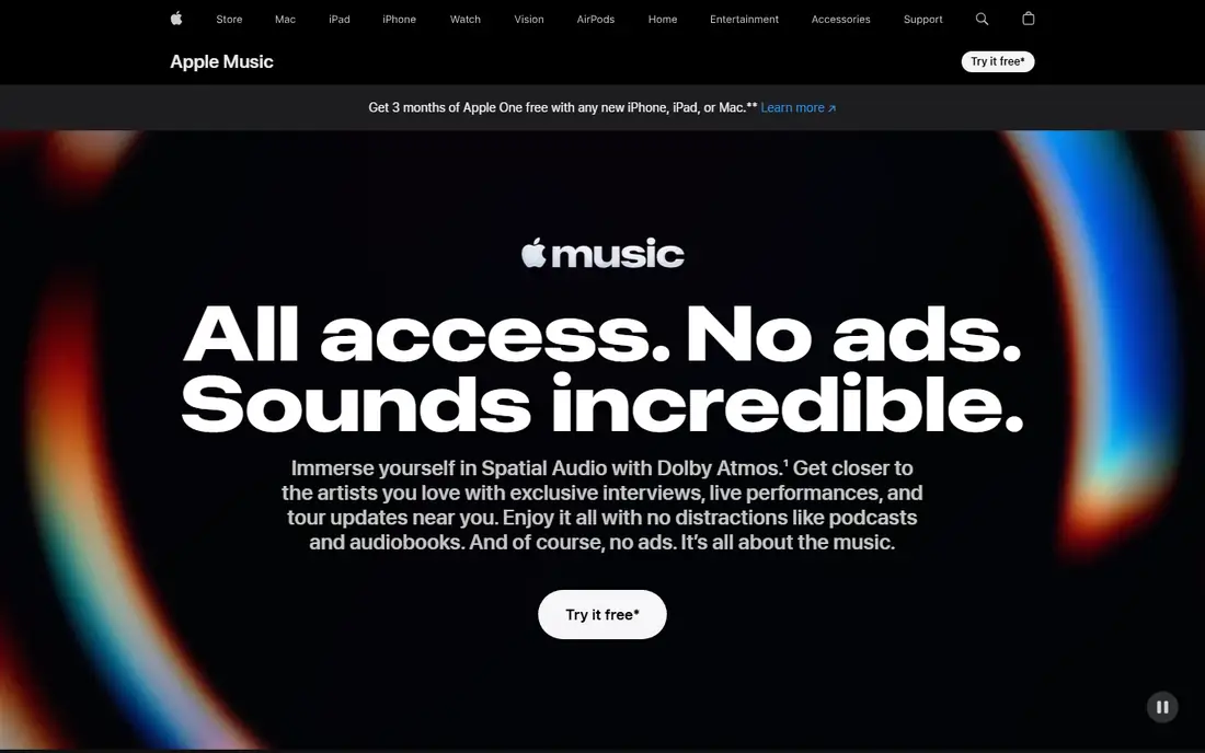 Apple Music homepage