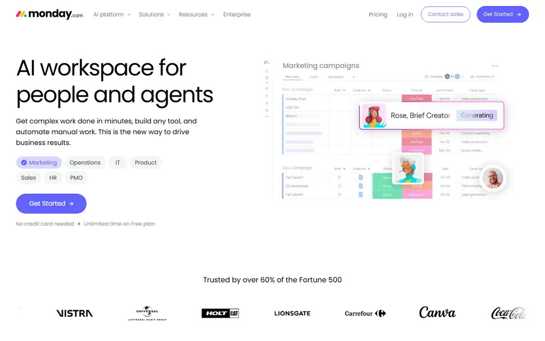 Monday Work Management homepage