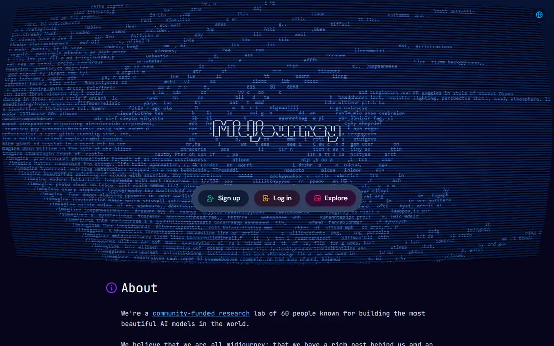 Midjourney homepage