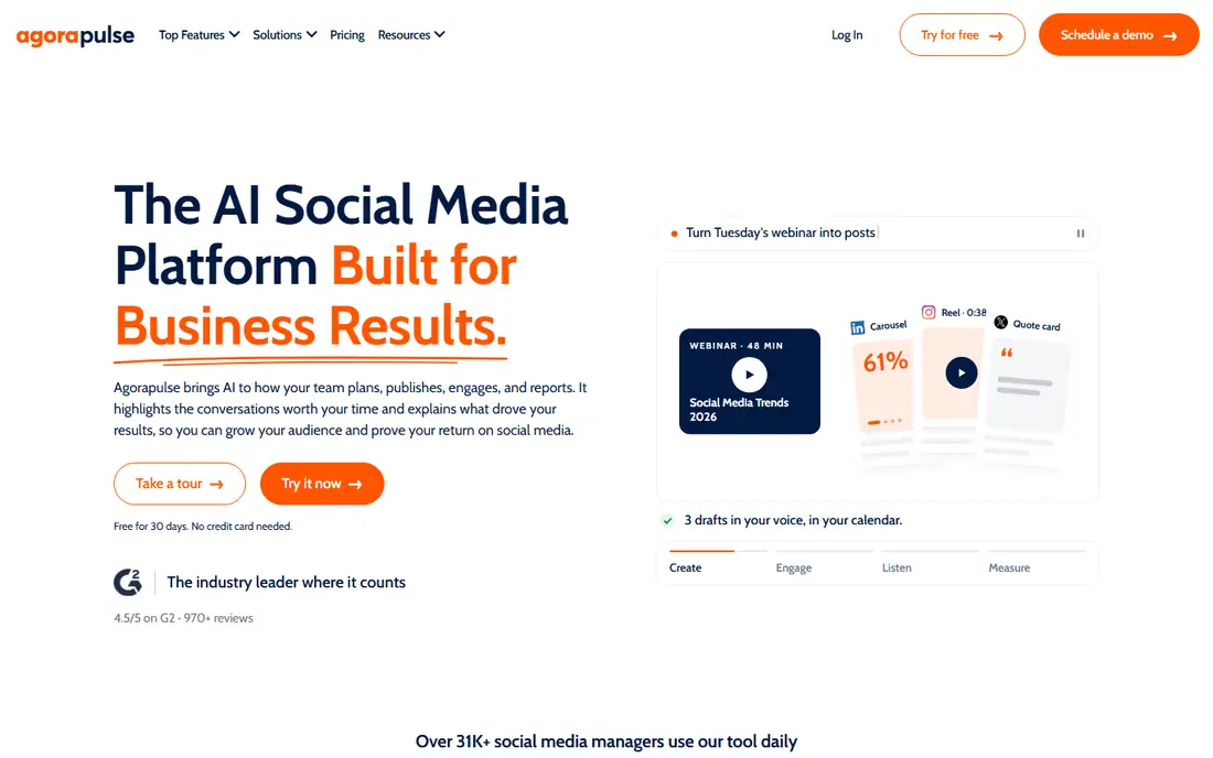 Agorapulse homepage