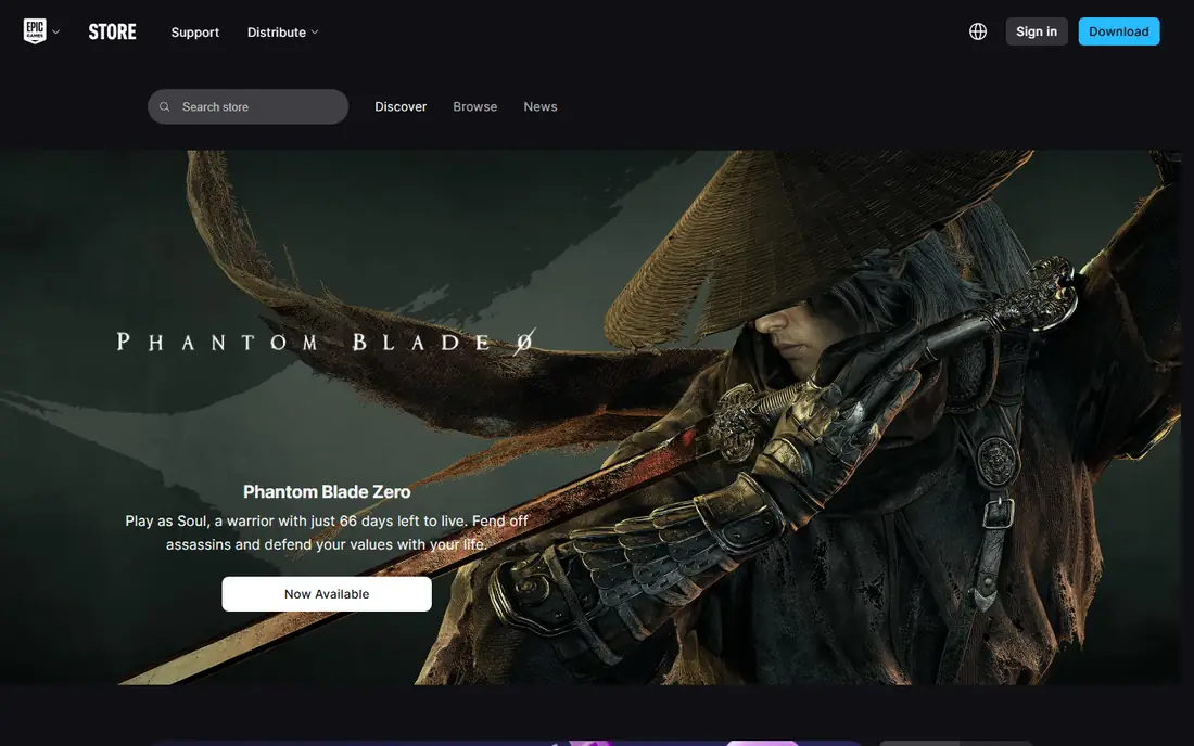 Epic Games Store homepage