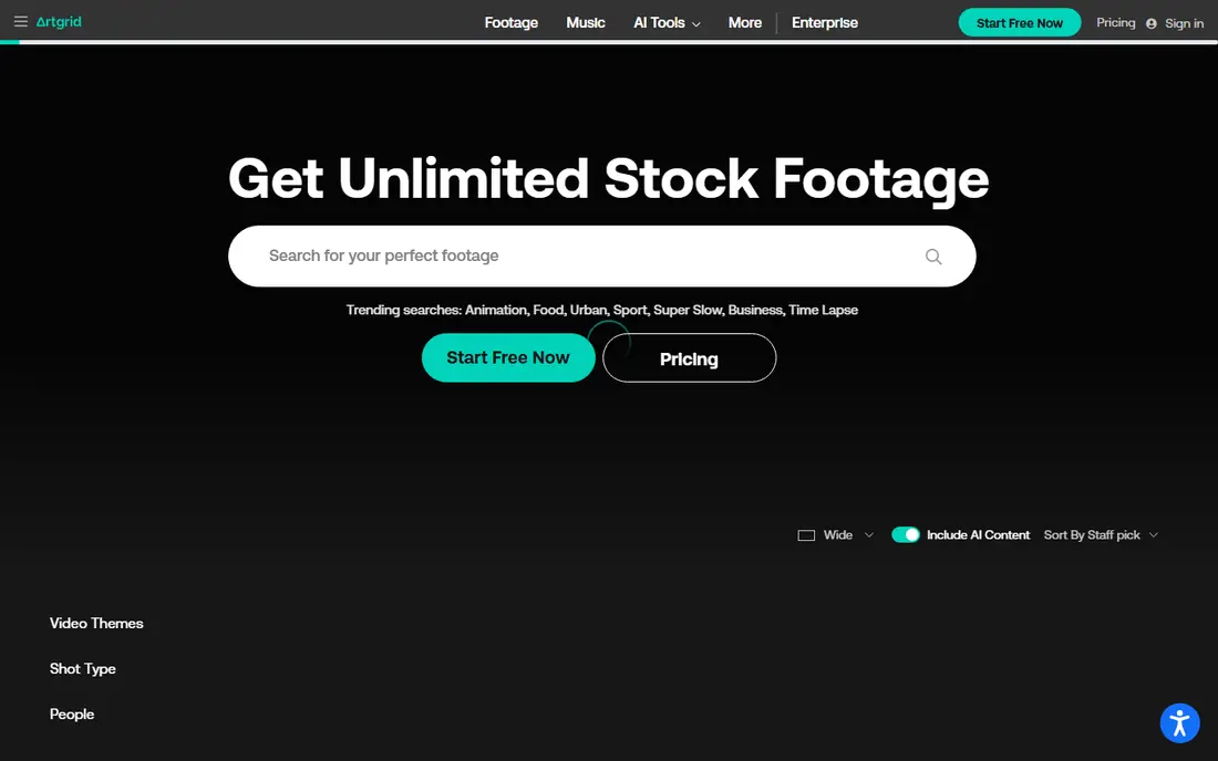 Artgrid homepage