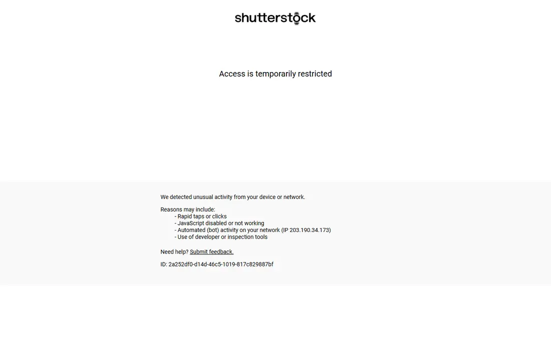 Shutterstock homepage