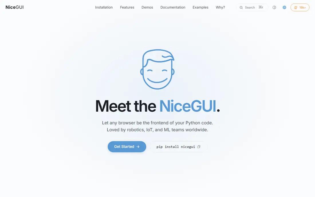 NiceGUI homepage