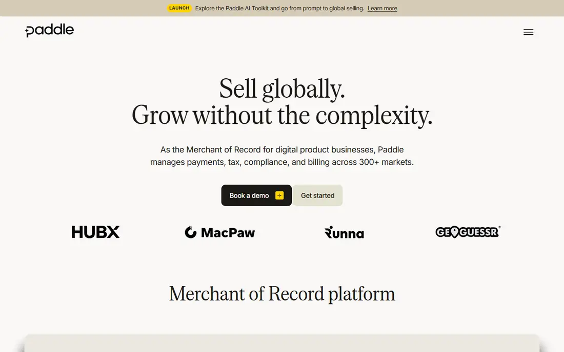 Paddle homepage