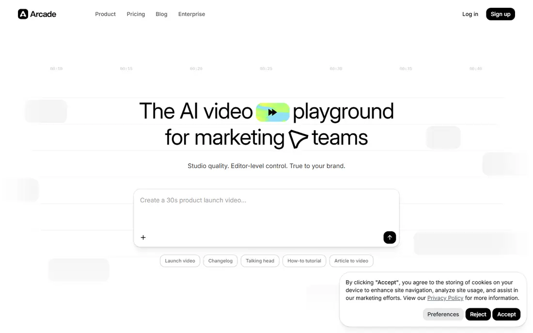 Arcade homepage
