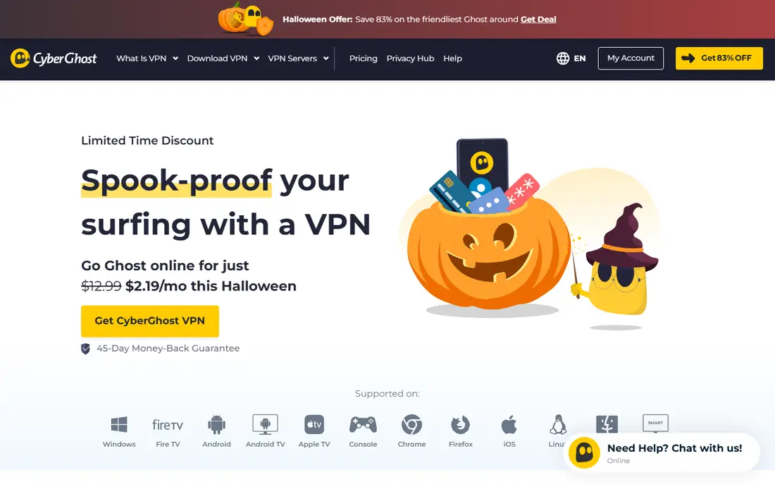 CyberGhost homepage