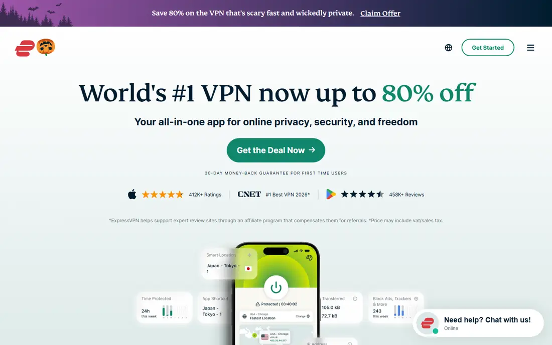 ExpressVPN homepage