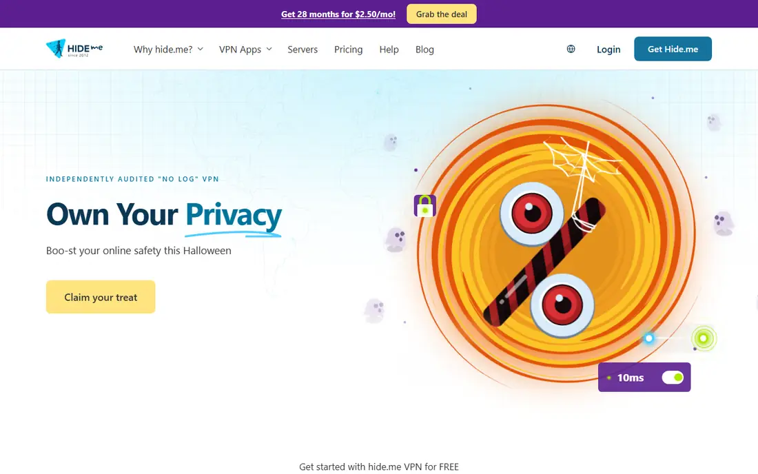 Hide.me homepage