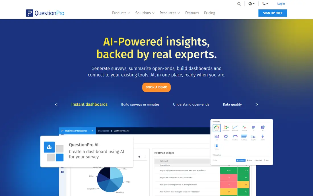 QuestionPro homepage