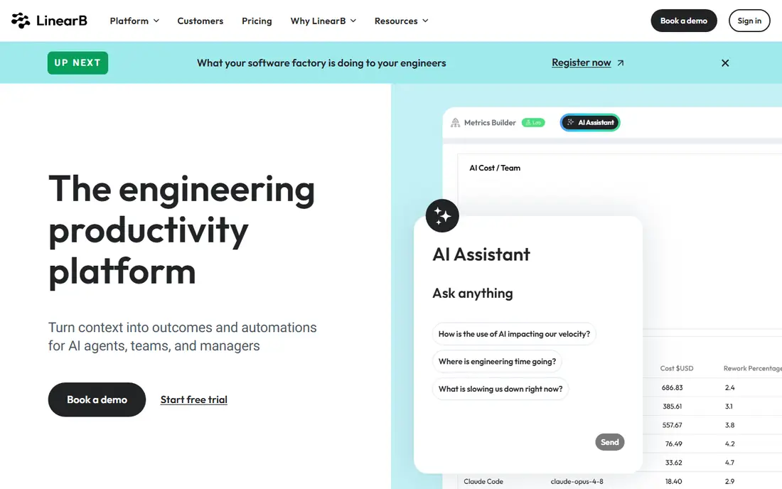 LinearB homepage