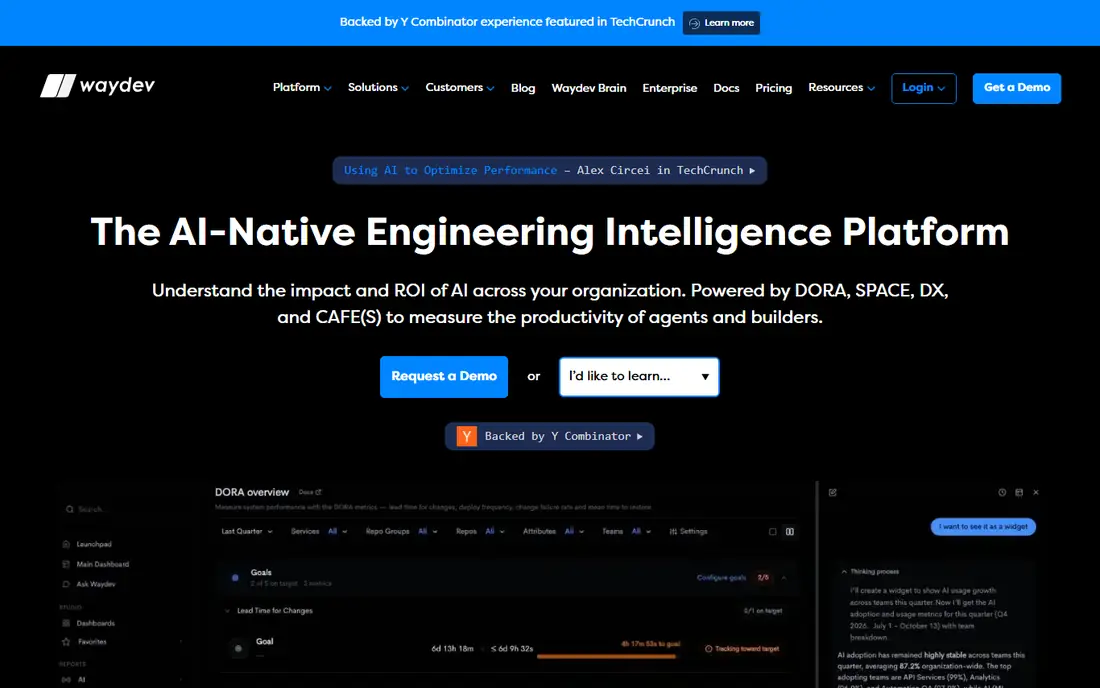 Waydev homepage