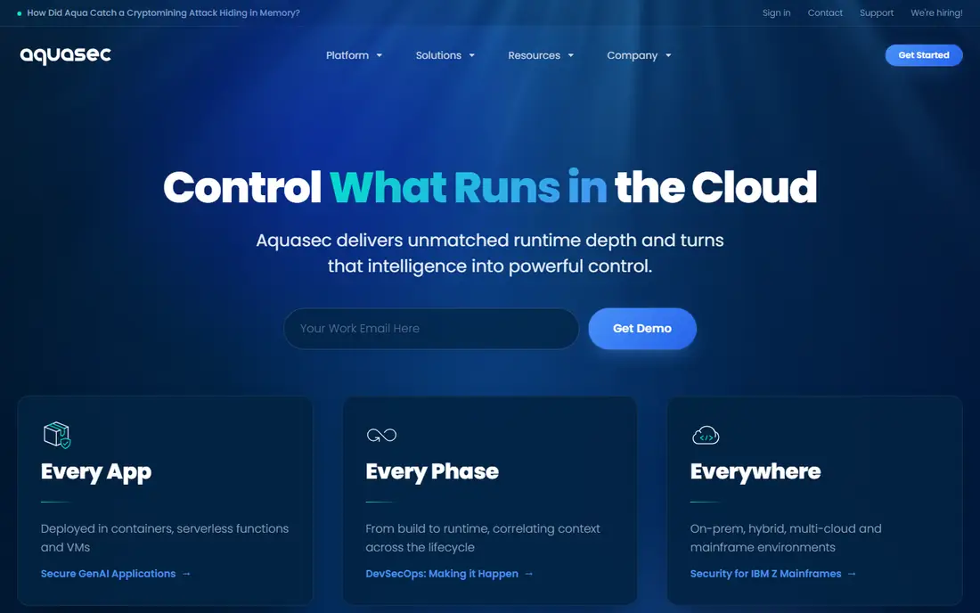 Aqua Security homepage