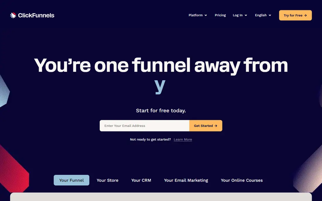 ClickFunnels homepage