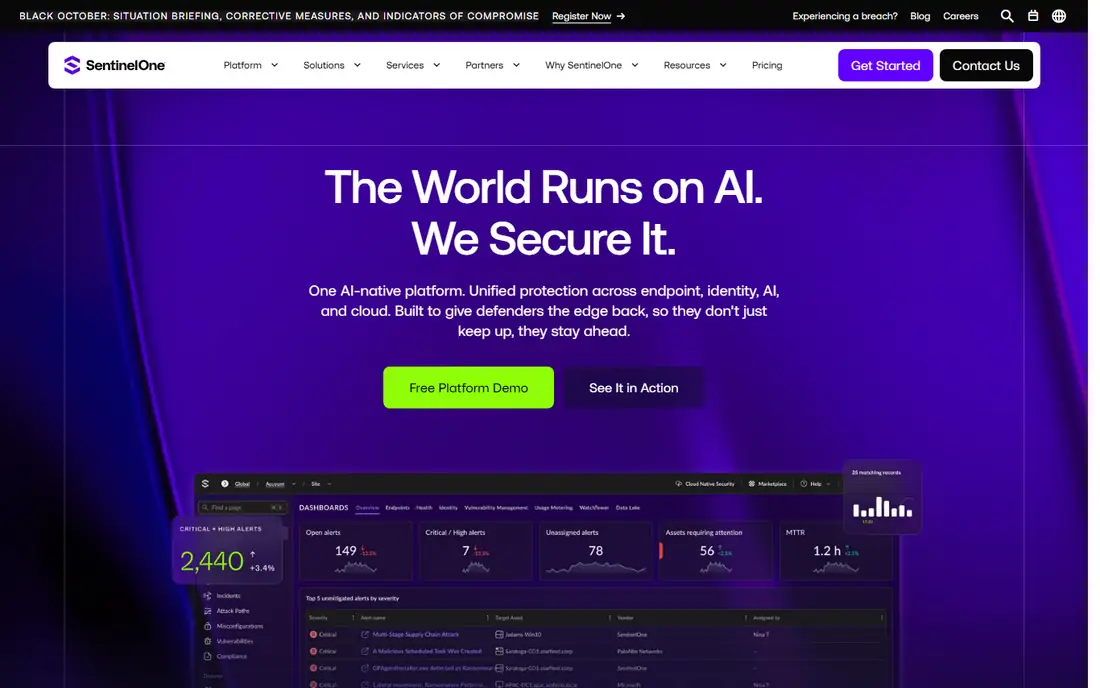 SentinelOne homepage