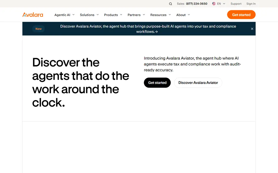 Avalara AvaTax homepage