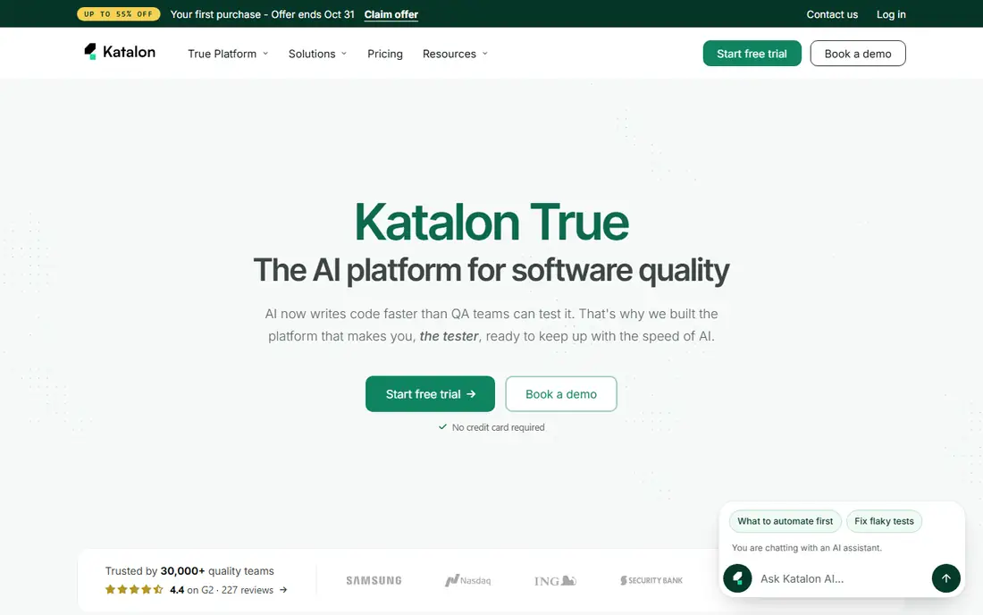 Katalon homepage