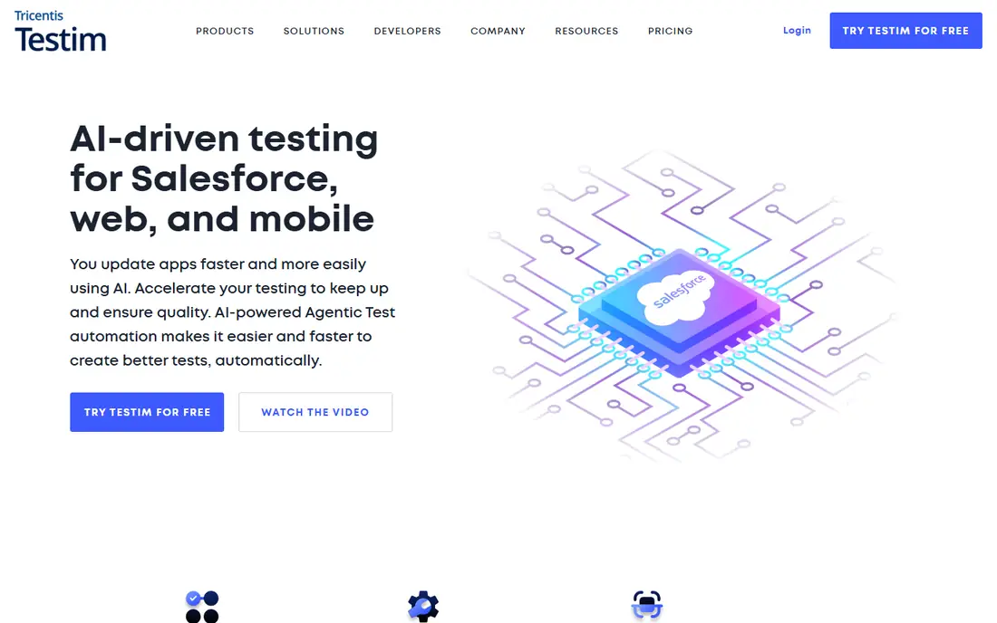Tricentis Testim homepage