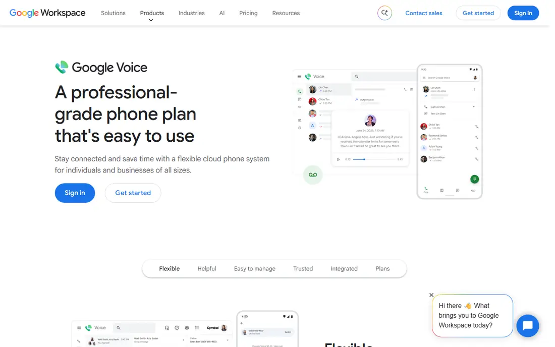 Google Voice homepage