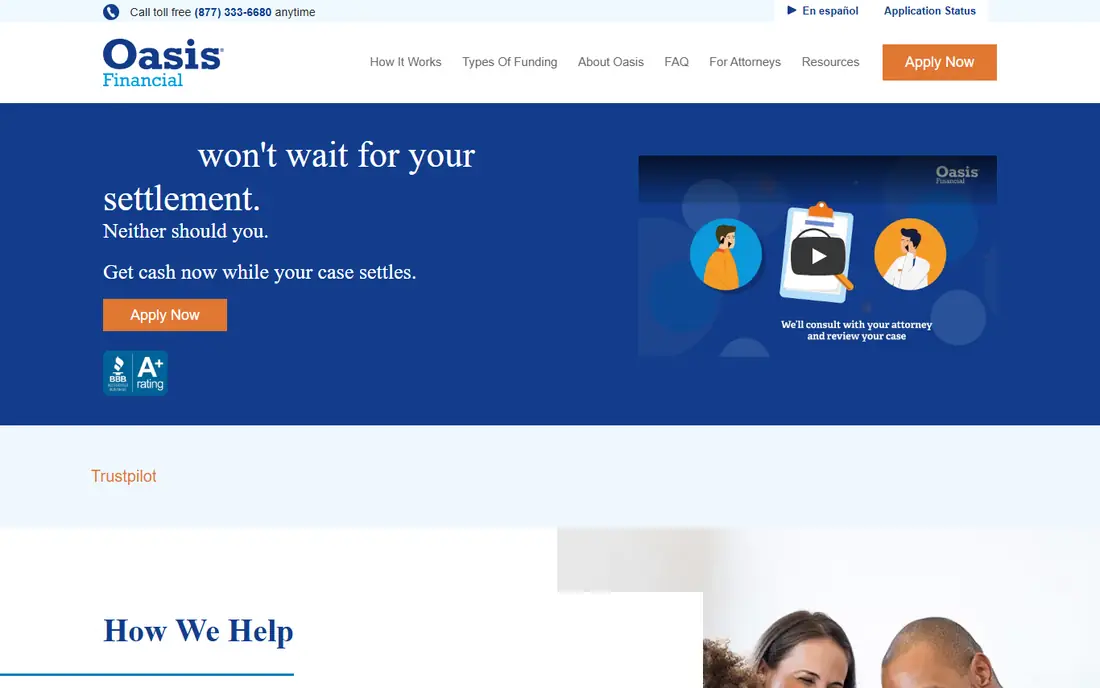 Oasis Financial homepage