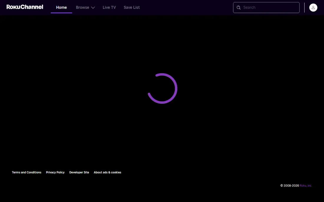 The Roku Channel homepage