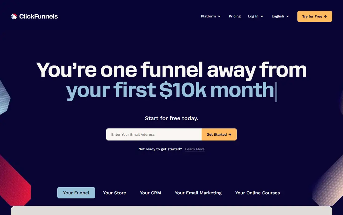 ClickFunnels homepage