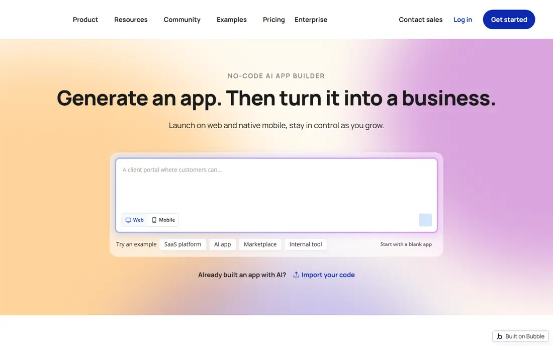 Bubble homepage
