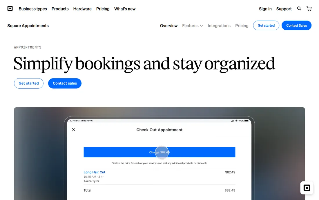 Square Appointments homepage