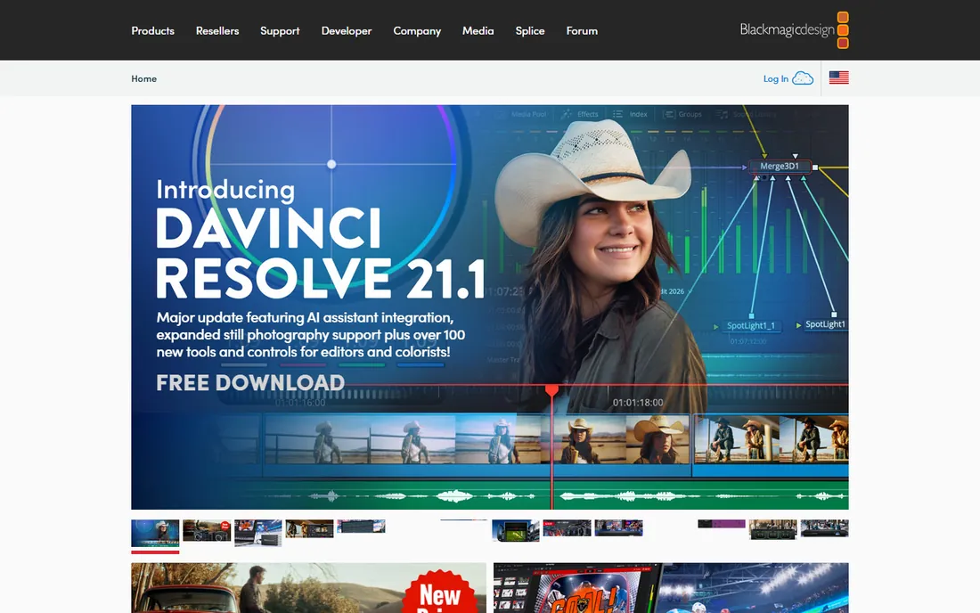 DaVinci Resolve homepage