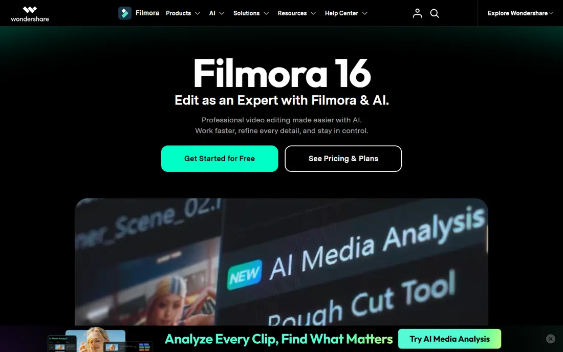 Filmora homepage