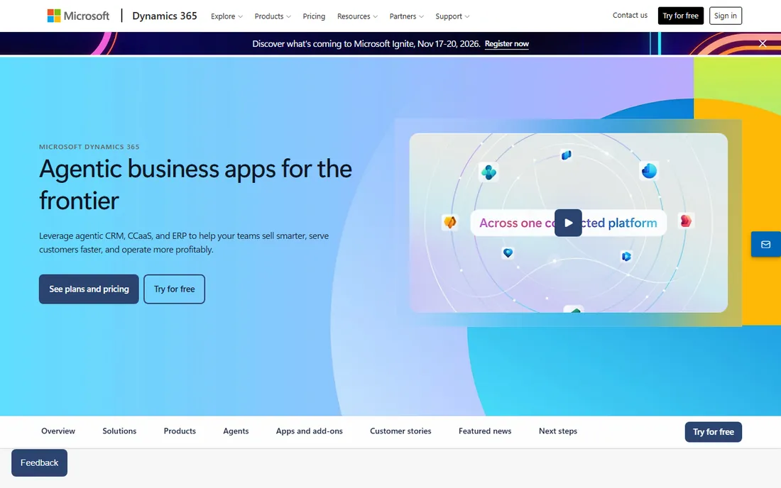 Microsoft Dynamics 365 Sales homepage