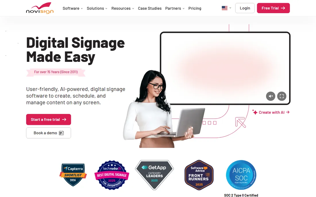 NoviSign homepage
